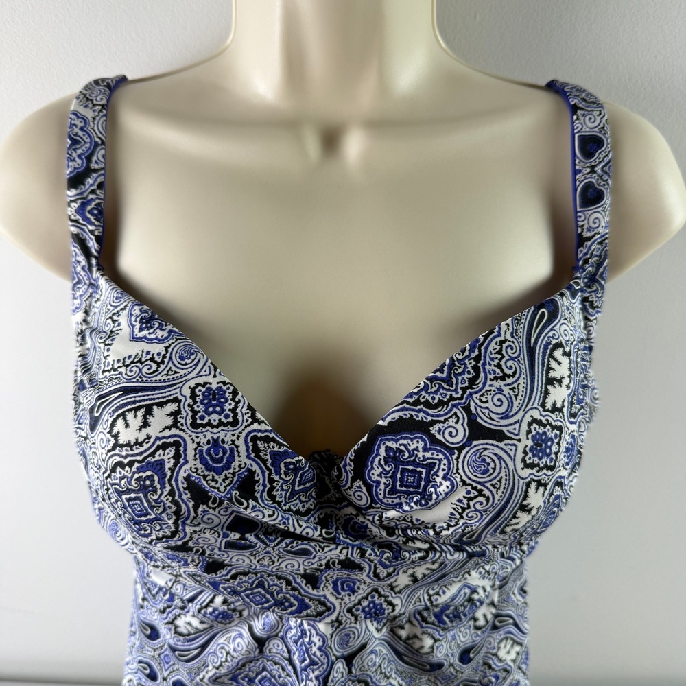 Soma Intimates Blue Paisley Underwire Tankini Swim Top Womens 34DD Medallion - Picture 10 of 16